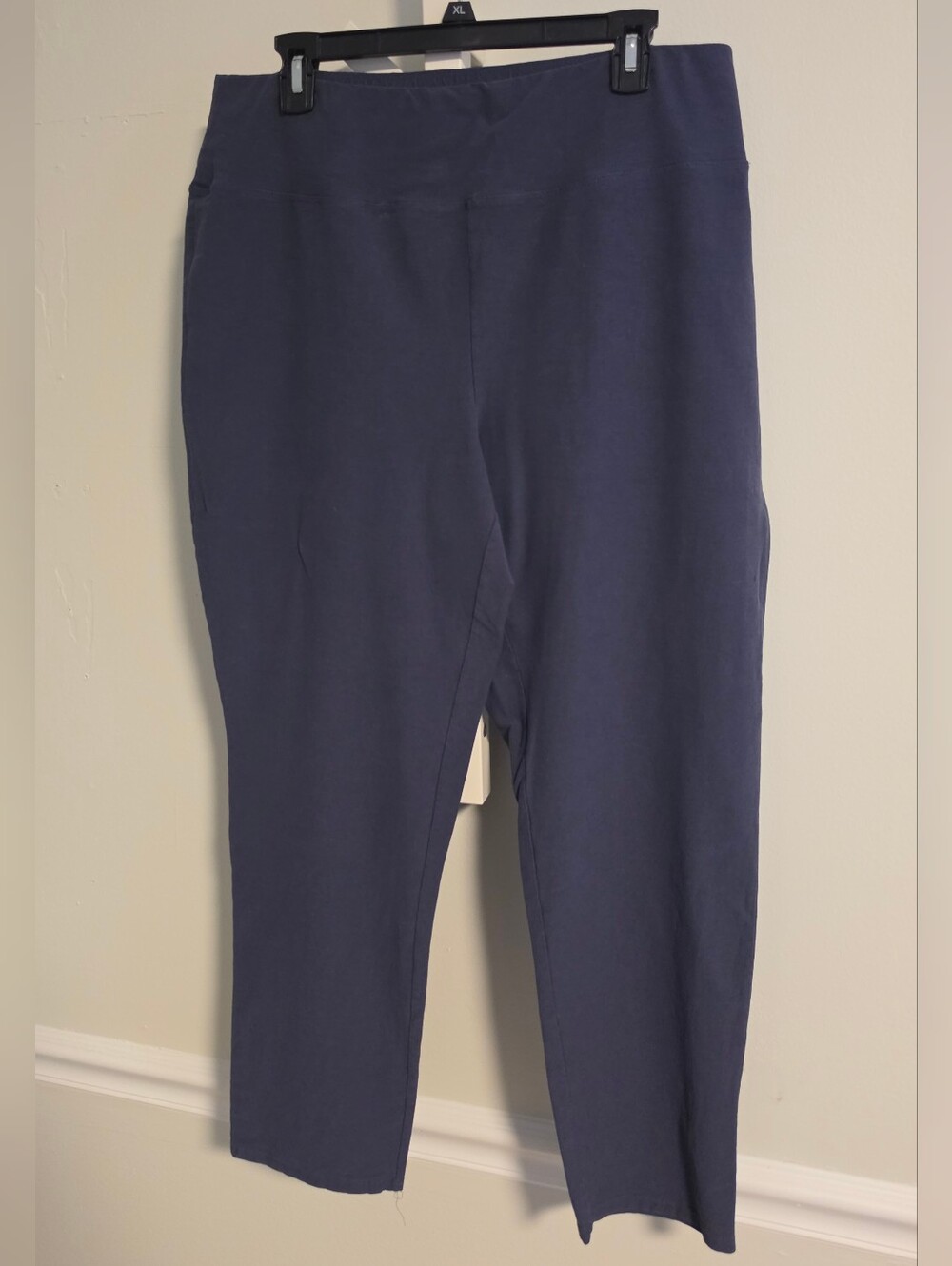 Eileen Fisher Washable Stretch Crepe High Waisted Slim Ankle Pants XL Navy